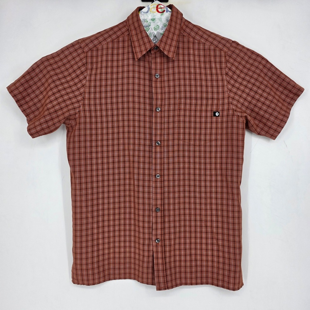 Marmot Shirt Mens Medium Short Sleeve Button Up Plaid Hiking Outdoors Casual